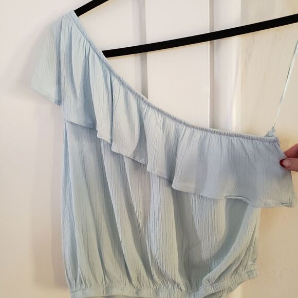 Hippie Rose One Shoulder Rayon Cropped Top - Picture 3 of 9